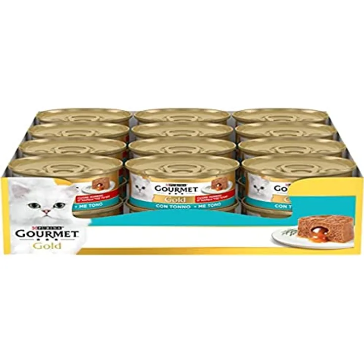 Purina Gourmet Gold Herz weich feucht Katze mit Thunfisch, zartes Mousse mit softem Herzen, 24 Dosen à 85 g