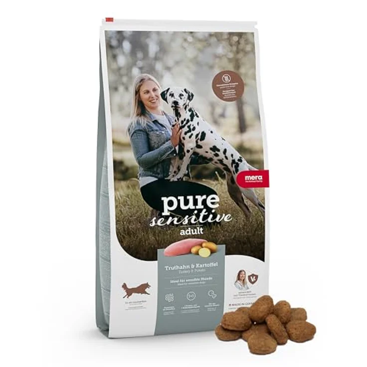 MERA Pure Sensitive Fresh Meat Truthahn & Kartoffeln, getreidefreies Trockenfutter mit 25% frischem Fleisch für ausgewachsene Hunde, 12,5 kg – Bild 1