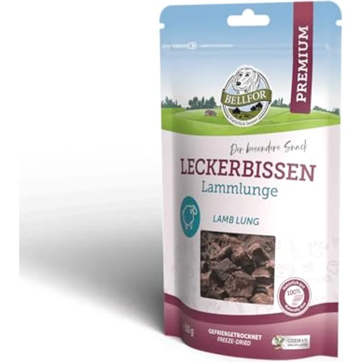 Bellfor Gefriergetrocknete Lammlunge, Getreidefreier Hundenack, leicht verdaulich, 50 g – Bild 1