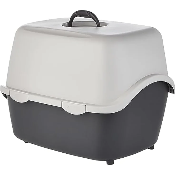 TRIXIE Katzentoilette Vico dunkelgrau/hellgrau, mit Haube und Easy Click-Verschluss – Bild 3