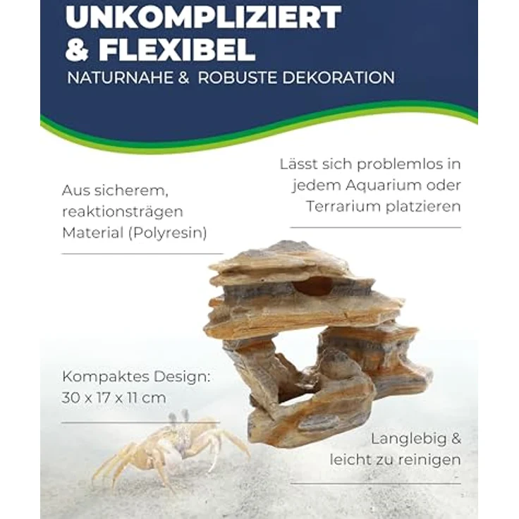 HOBBY Aquariendeko Amman Rock 2, Naturnahe Felsen in 30x17x11 cm, langlebig und wasserneutral – Bild 3