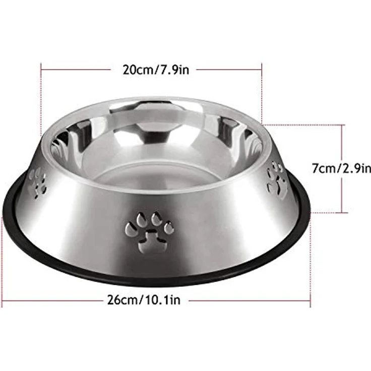 SUOXU 2 Stück Edelstahl Hundenapf, rutschfeste Futternäpfe, 26 cm Durchmesser, für mittelgroße Hunde bis 27 kg – Bild 5
