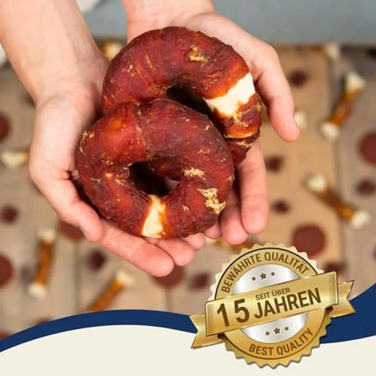 Lyra Pet Kauringe mit Entenbruststreifen, 1 kg hochwertige Kausnacks für Hunde – Bild 4