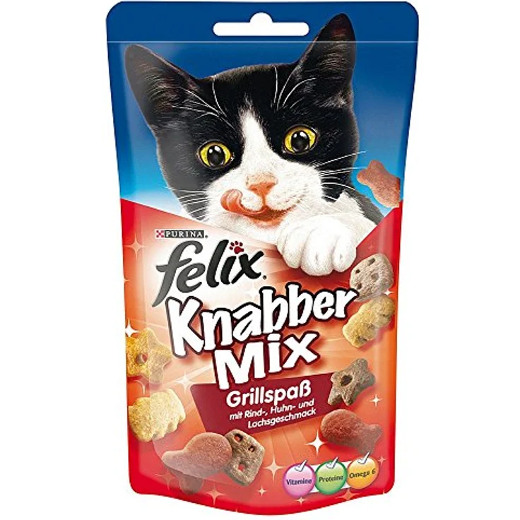Felix KnabberMix - Sparpaket: Strandspaß, 3 x 60 g, knusprige Katzensnacks mit Vitaminen und Omega-6-Fettsäuren, ohne künstliche Farbstoffe – Bild 2