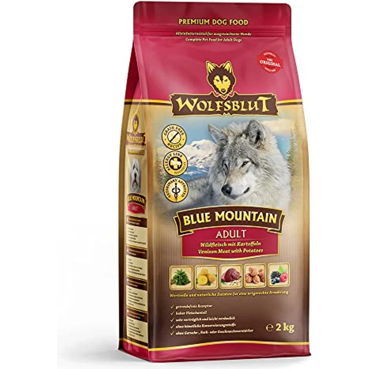 Wolfsblut Blue Mountain Adult, Hunde-Trockenfutter mit hohem Fleischanteil und Kaninchen, 2kg – Bild 1
