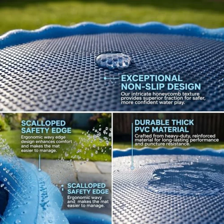 Jsdoin Hundepool Planschbecken 100cm, Faltbare Wassermatte mit Sprinklersystem, rutschfeste Oberfläche für Outdoorspaß im Sommer – Bild 5