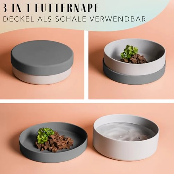 ne&no® Silikon Hundenapf 1200 ml mit Deckel, rutschfest und luftdicht für kleine und mittelgroße Hunde, Futternapf Set – Bild 2