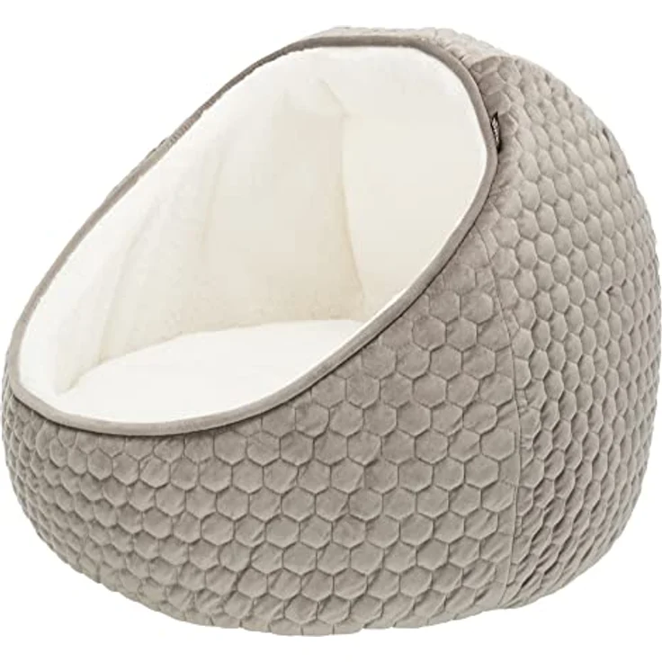 TRIXIE Schlafhöhle Kuschelhöhle Livia, Ø 55 × 45 cm, waschbar bei 40° C, Farbe taupe/creme – Bild 2
