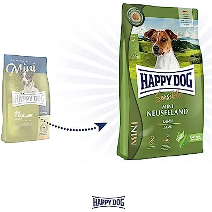Happy Dog Sensible Trockenfutter Hund Adult Mini Neuseeland, weizenfrei mit Lamm und grünlippiger Neuseeland-Muschel, 800 g – Bild 2