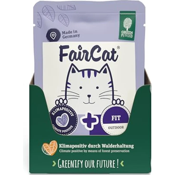 Green Petfood FairCat Fit (8 x 85 g), getreidefreies Katzennassfutter mit Tierwohl-Hühnchen und Lachs für aktive Outdoor-Katzen, 8er-Pack – Bild 2