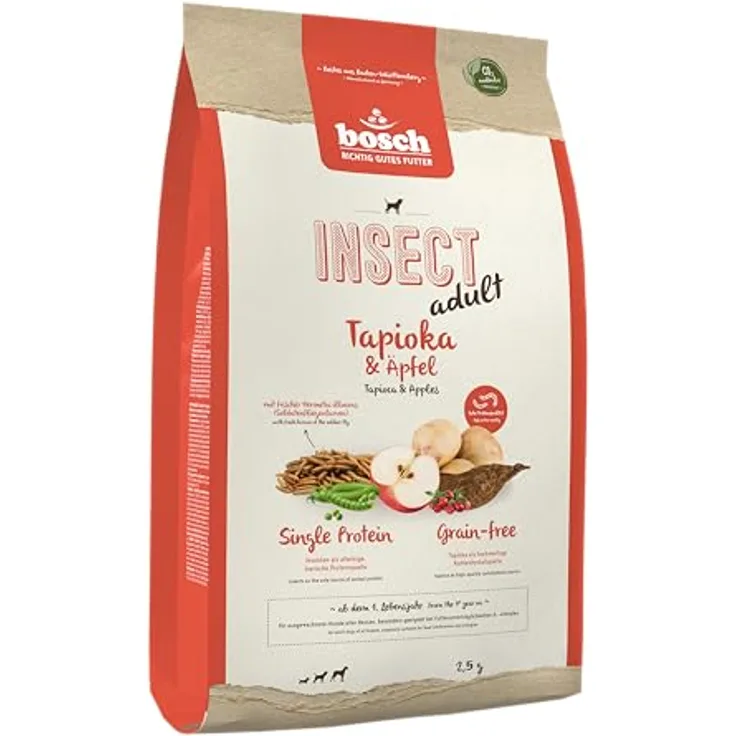 Bosch HPC Insect Adult, Hunde-Trockenfutter mit Tapioka und Äpfeln, 2,5kg, glutenfrei und für Allergiker geeignet