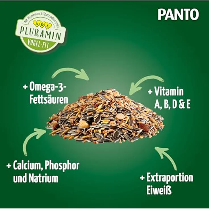 PANTO Vier-Jahreszeiten-Futter, 5x1 kg Vogelfutter mit Sonnenblumenkernen, Erdnüssen und Getreideflocken für ganzjährige Fütterung – Bild 3