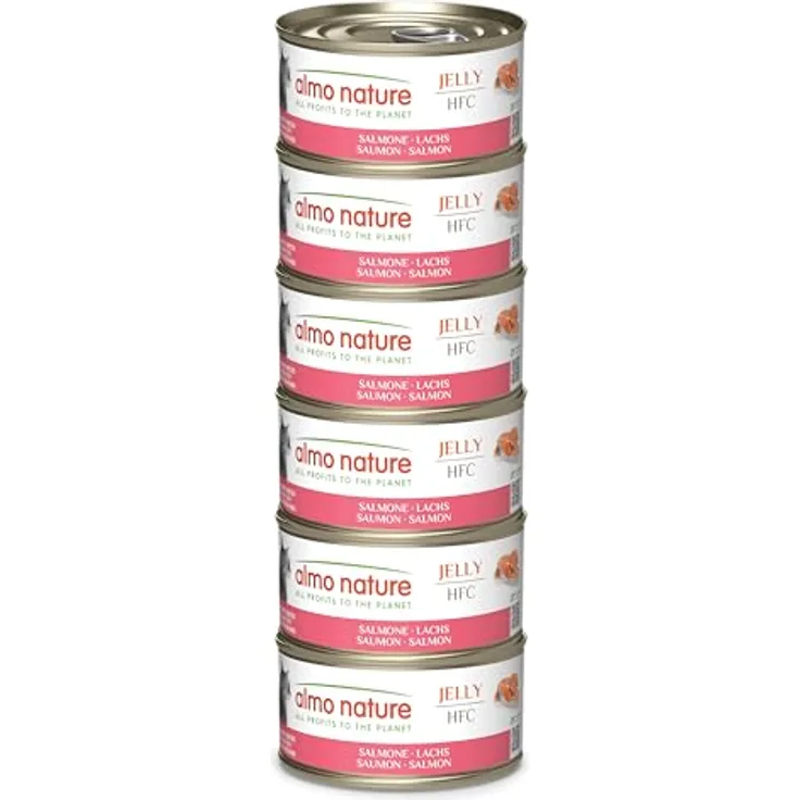 Almo Nature HFC Jelly - Nassfutter für Katzen, Lachs, Glutenfrei, Monoprotein, Human Grade, 6 x 70g
