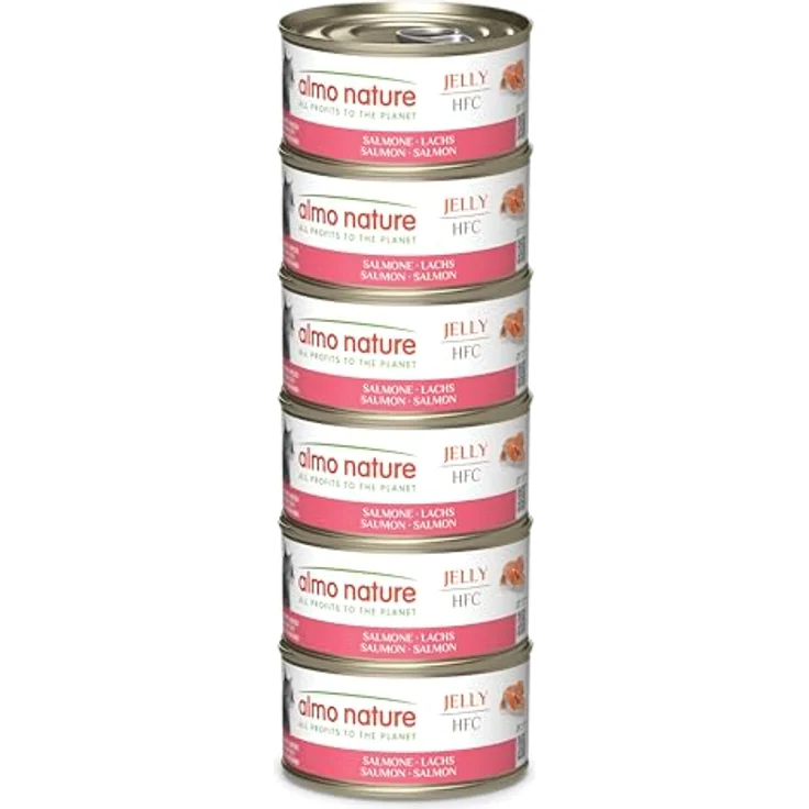 Almo Nature HFC Jelly - Nassfutter für Katzen, Lachs, Glutenfrei, Monoprotein, Human Grade, 6 x 70g – Bild 1