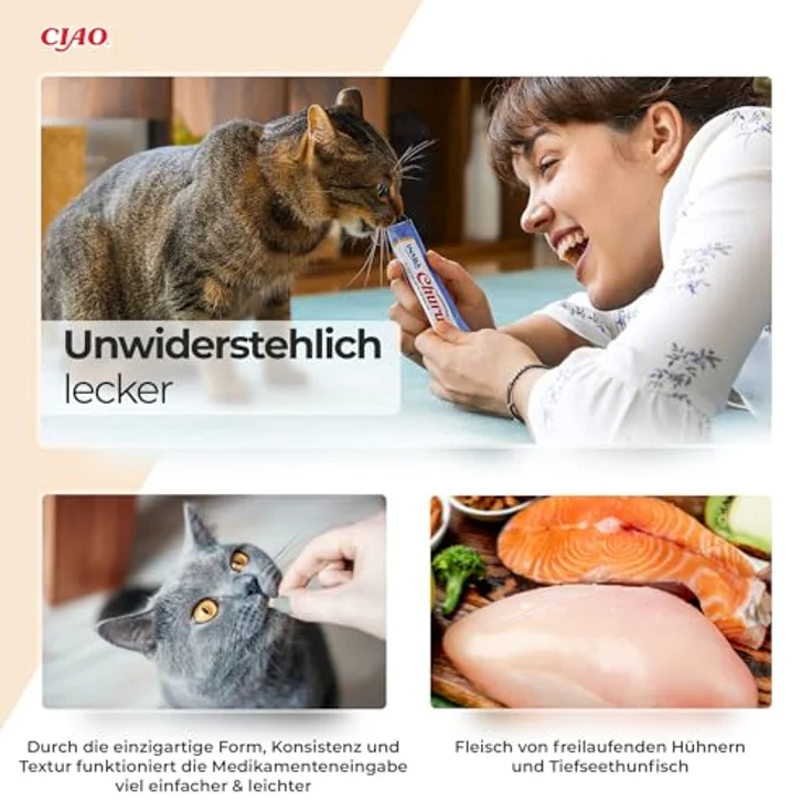 INABA Churu Puree Katzenleckerlis, Cremiger Snack mit Huhn & Krabben, 56 g – Getreidefrei & ohne Konservierungsstoffe, Premium Qualität – Bild 3