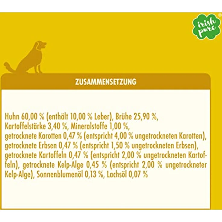 Irish Pure Premium Nassfutter für Hunde, irisches Huhn mit Vitamine, getreidefrei, sensitiv, mit Superfood Kelp-Alge, 6x 390g – Bild 5