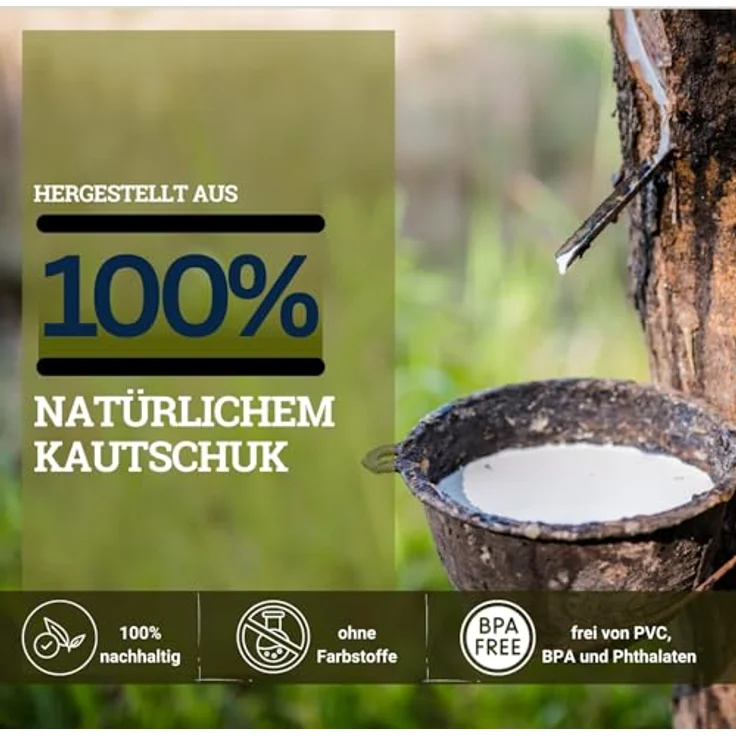 Nosli Natural Toys Dental Bone, Gummi Kauknochen für Hunde, aus Naturkautschuk ohne Farbstoffe, Größe M mit Noppen zur Zahnreinigung – Bild 2