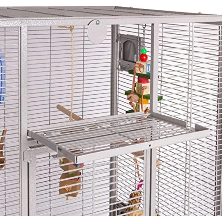 Montana Cages New Madeira Double, Premium Vogelkäfig für Finken und Sittiche, 6 Lenkrollen, 4 Edelstahlnäpfe, AVILON Pulverbeschichtung, Platinum Edition, ca. 165 x 56 x 158 cm – Bild 4