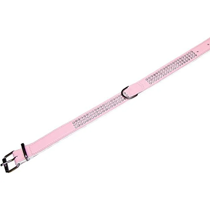Nobby Crystal Hunde-Halsband, dreireihig mit Swarovski-Kristallen, rosa/weiß aus Kunstleder – Bild 2