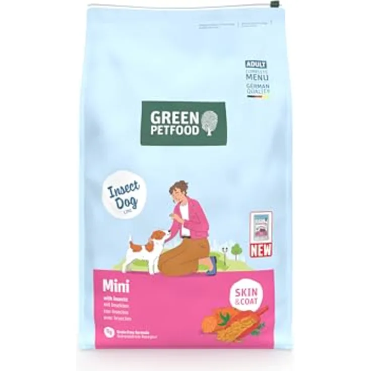 Green Petfood InsectDog Mini, Hunde-Trockenfutter mit Insektenprotein, getreidefrei, 7,5 kg