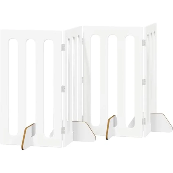 vidaXL Faltbarer Haustierzaun 4 pcs Weiß, Innenraumtrennsystem aus Holzwerkstoff, flexibel faltbar, 201 x 38 x 90 cm