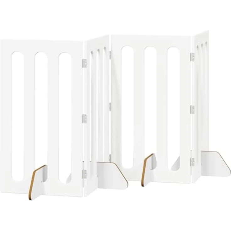 vidaXL Faltbarer Haustierzaun 4 pcs Weiß, Innenraumtrennsystem aus Holzwerkstoff, flexibel faltbar, 201 x 38 x 90 cm – Bild 1