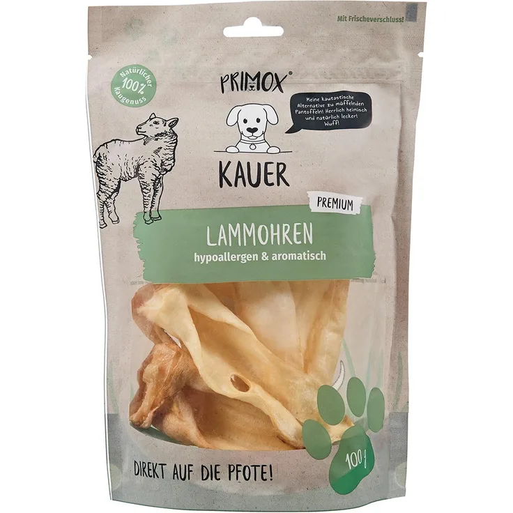Primox Lammohren 100g, hypoallergene Hundesnacks, gut verträglich und aromatisch