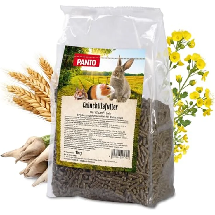 PANTO Chinchillafutter 25kg, ballaststoffreiches Alleinfutter mit Luzernegrünmehl & Omega-3, für gesunde Chinchillas – Bild 1