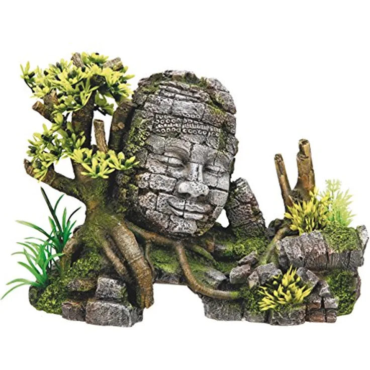 Nobby Aqua Ornaments ANGKOR WAT, detailgetreue Polyresin-Dekoration mit Pflanzen für Süß- und Meerwasseraquarien