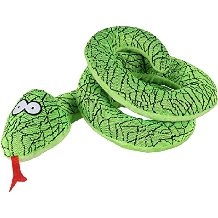 COOCKOO, Buntes und Robustes Hundespielzeug Reggie grün Bunte Schlange für Hunde mit Quietscher, strapazierfähiger Sneaker-Stoff mit robustem Oxford, samtiger Unterseite – Bild 2