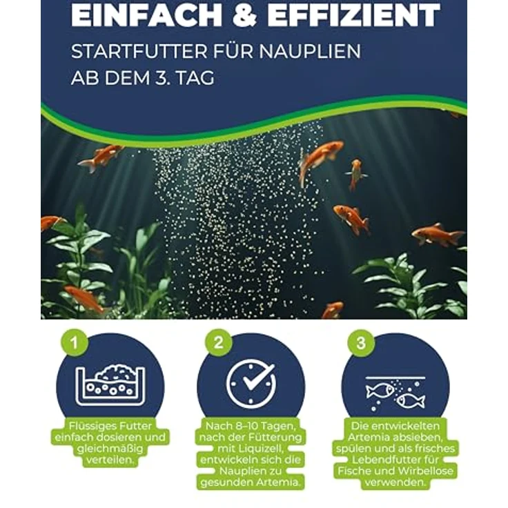 HOBBY Aquaristik Liquizell I 50 ml, flüssiges Aufzuchtfutter für Artemia Nauplien ab dem 3. Lebenstag mit feinstem Phytoplankton – Bild 3