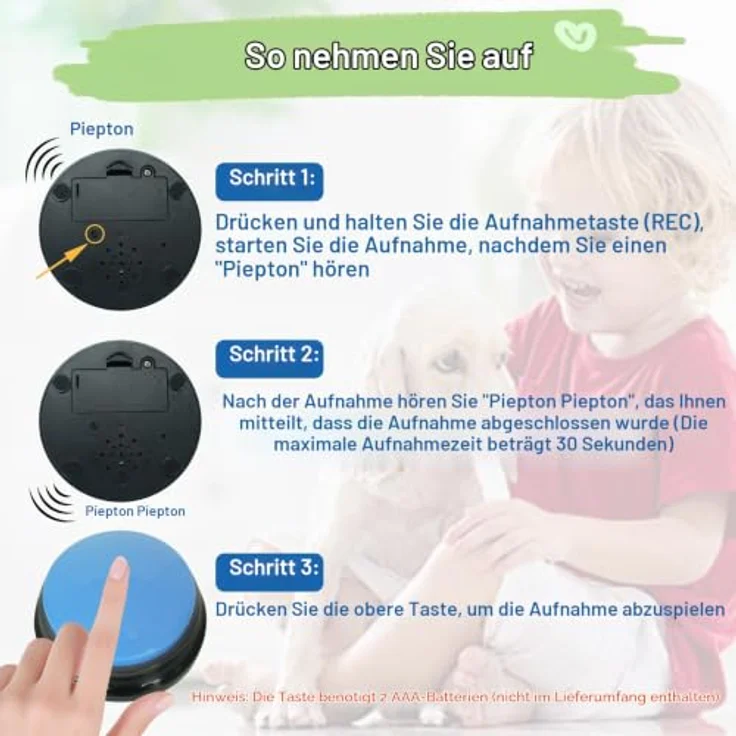 Gelabur Dog Communication Button Set, 4 Voice Recordable Tasten für Hundetraining, langlebig und sicher, individuell anpassbar – Bild 4