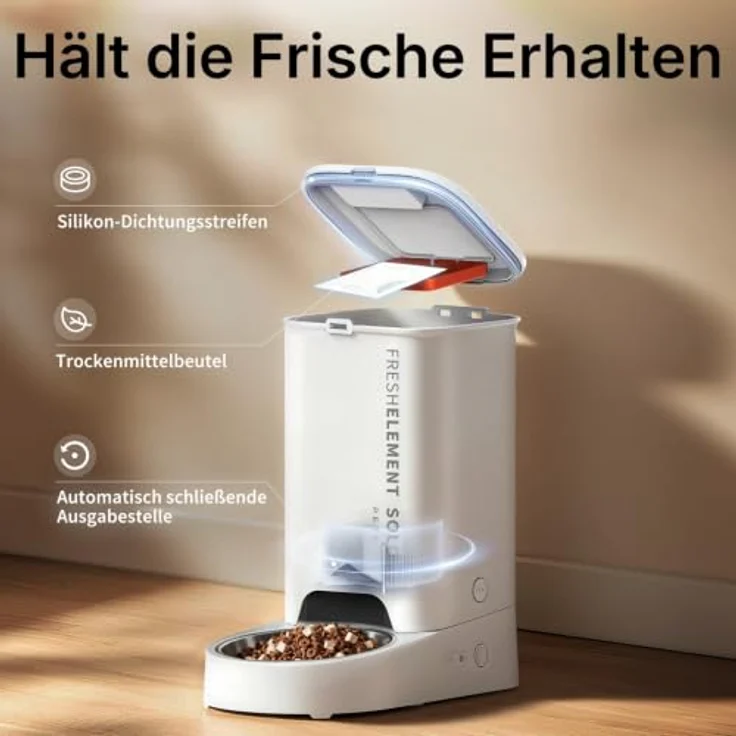 PETKIT Futterautomat Katze, 3L, Automatischer Futterspender für Katzen und Hunde, 1-10 Mahlzeiten/Tag, 304 Edelstahl mit Fresh Lock-Technologie – Bild 4