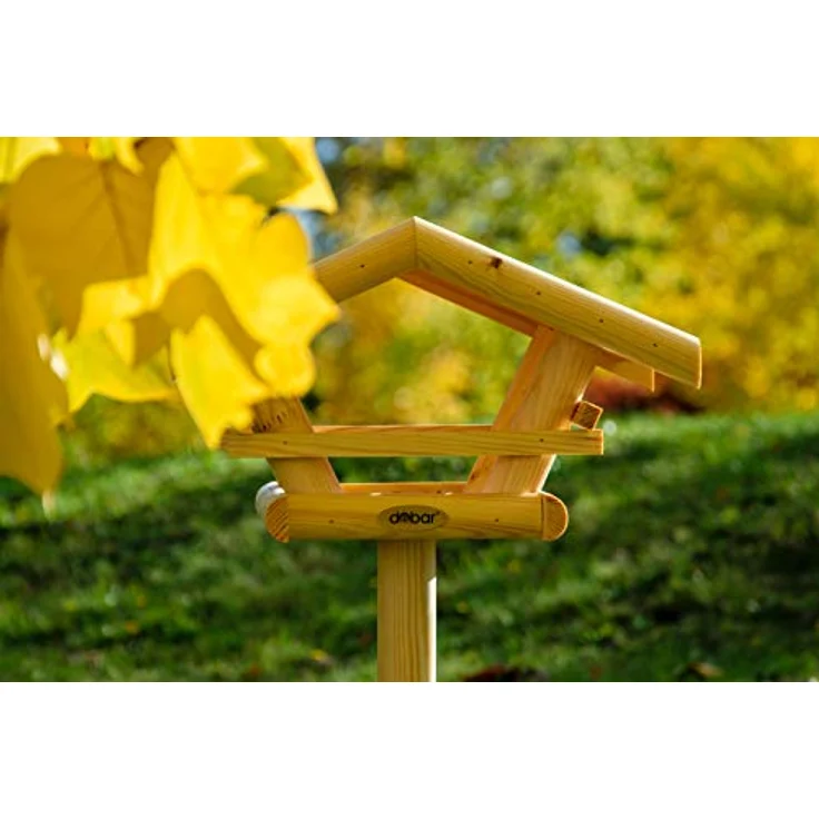 dobar 21053FSC Vogelhaus Berni mit braunem Dach, Vogelfutterhaus mit Ständer, 44 x 44 x 101 cm, Bernstein – Bild 6
