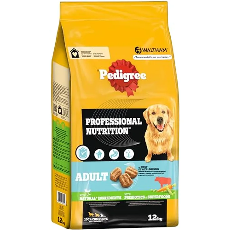 Pedigree Professional Nutrition Adult Hundefutter mit Rind und Gemüse, 12 kg, reich an Präbiotika und Superfoods