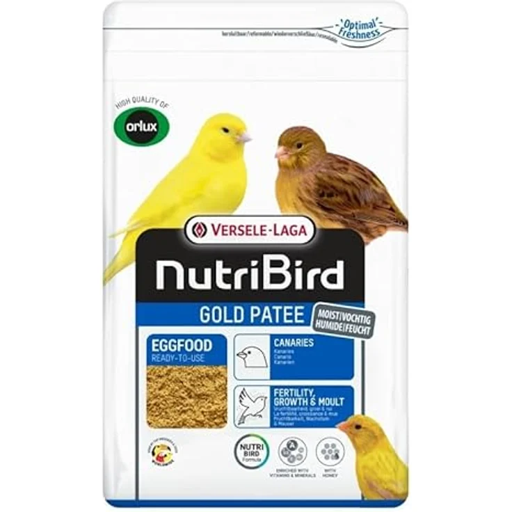 Versele-Laga NutriBird Gold Patee Kanarien, 1 kg, gebrauchsfertiges Eifutter mit 100% natürlichem Honig, für Kanarien, Exoten & Waldvögel, mit Lysin & Methionin – Bild 1