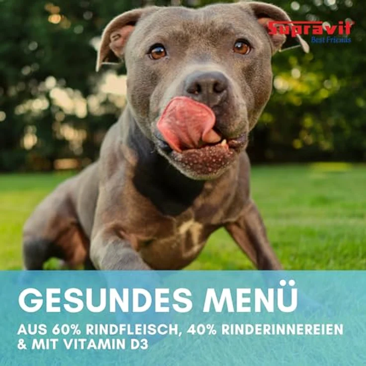 Supravit Nassfutter für Hunde, hoher Fleischanteil 100% Rindfleisch, getreidefrei, 12 x 410g Dosenfutter – Bild 4