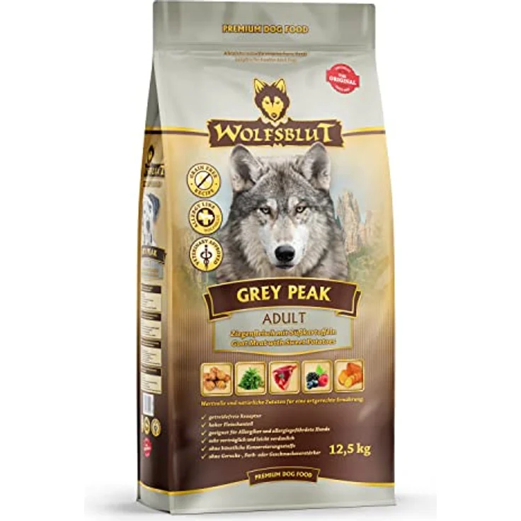 Wolfsblut Grey Peak Adult, Hunde-Trockenfutter mit hochwertigem Ziegenfleisch, 12,5 kg, ohne Konservierungsmittel – Bild 2