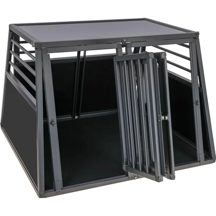 Kerbl Pet Alu-Transportbox Vacation, zweitürig, stabil mit Anti-Rutsch-Teppich, Graphit, 92x97x68cm, Aluminium, einfache Reinigung – Bild 2