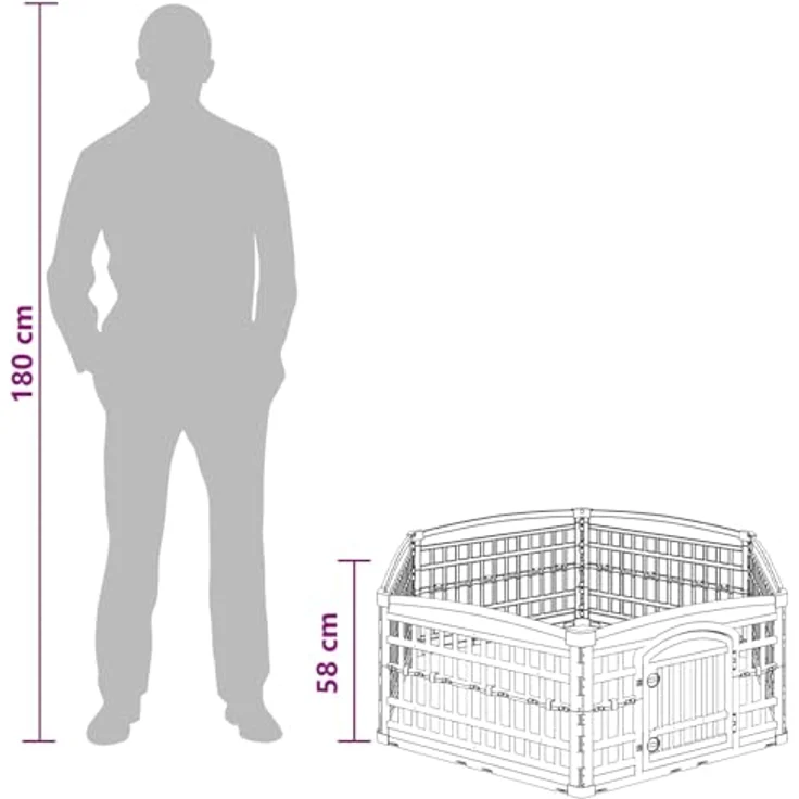 vidaXL Freigehege 6-Panel-Hundespielplatz 177,5 x 154,5 x 58 cm, wetterbeständig, klappbar, Kunststoff Weiß – Bild 5