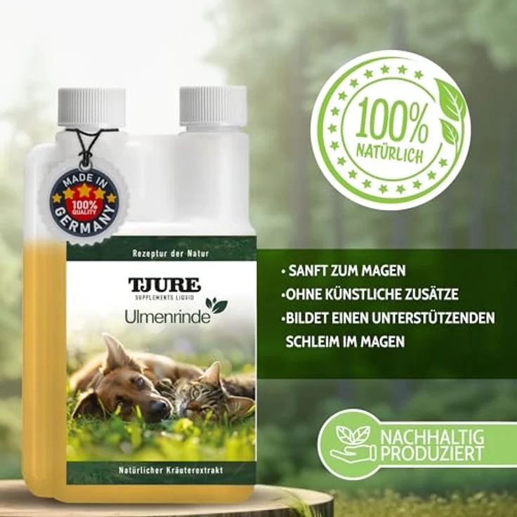 TJURE Tjure Ulmenrinde Liquid 250 ml, natürlicher Entzündungshemmer zur Unterstützung der Magen-Darm-Tätigkeit bei Hunden – Bild 2