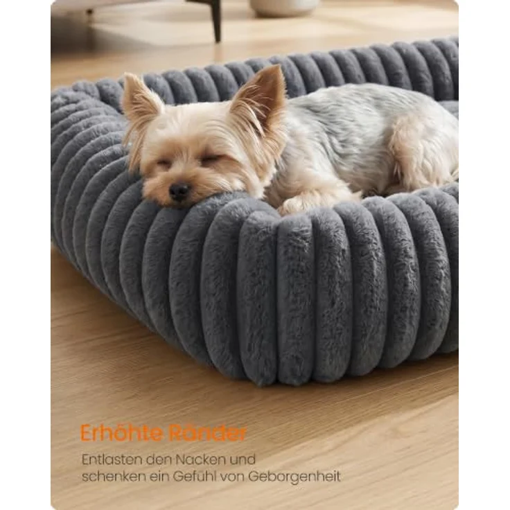 Feandrea Hundebett PGW311GN01, mittelgroßes orthopädisches Hundekörbchen, waschbar, mit weicher Polsterung, 71 x 55 x 18 cm, Blei-Grau – Bild 4