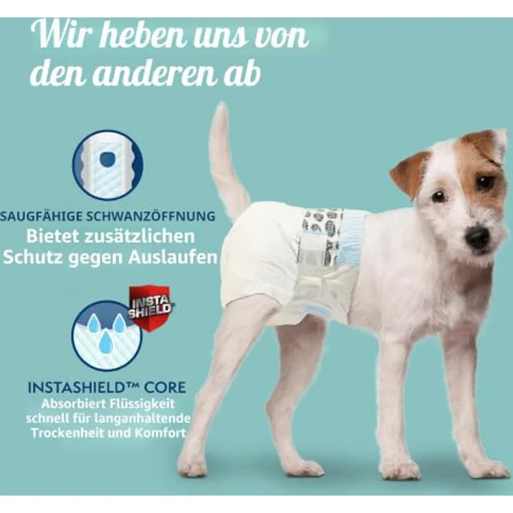 Simple Solution Einweg-Hundewindeln für Hündinnen, saugfähig und auslaufsicher, mit Nässeindikator, passend für kleine Haustiere, Taille 30-48 cm – Bild 3