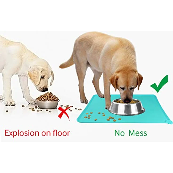 Joytale Silikon-Futtermatte, rutschfeste wasserdichte Futtermatte mit erhöhtem Rand für Hunde und Katzen, 47 x 30 cm, Türkis – Bild 4