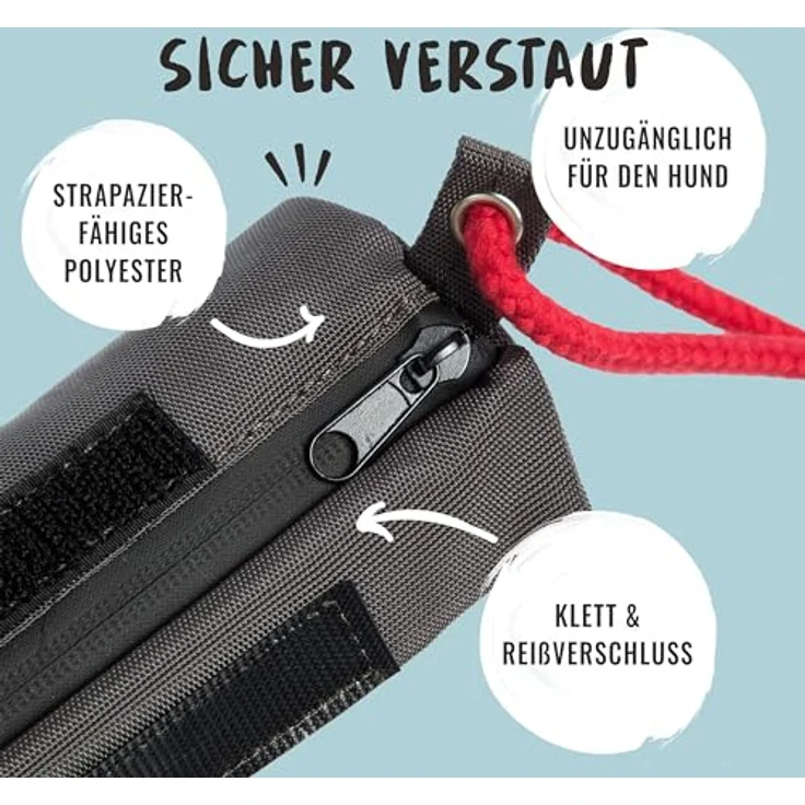 Rudelkönig Futterbeutel für Hunde, robuster Apportierdummy mit Klett- und Reißverschluss, für Nass- und Trockenfutter, hundetraining optimiert – Bild 4