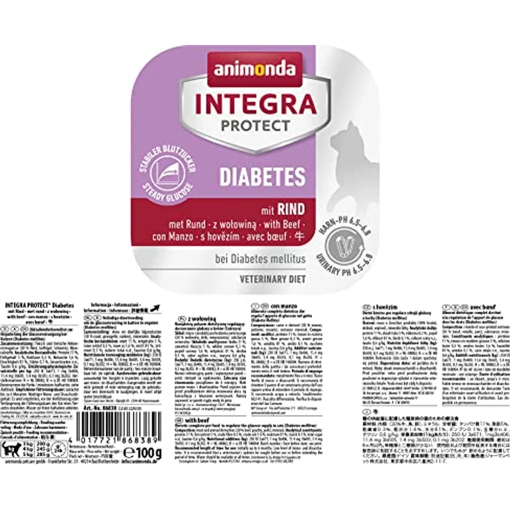animonda INTEGRA PROTECT Diabetes mit Rind, Katzen-Nassfutter ohne Konservierungsmittel, 16x100g – Bild 2