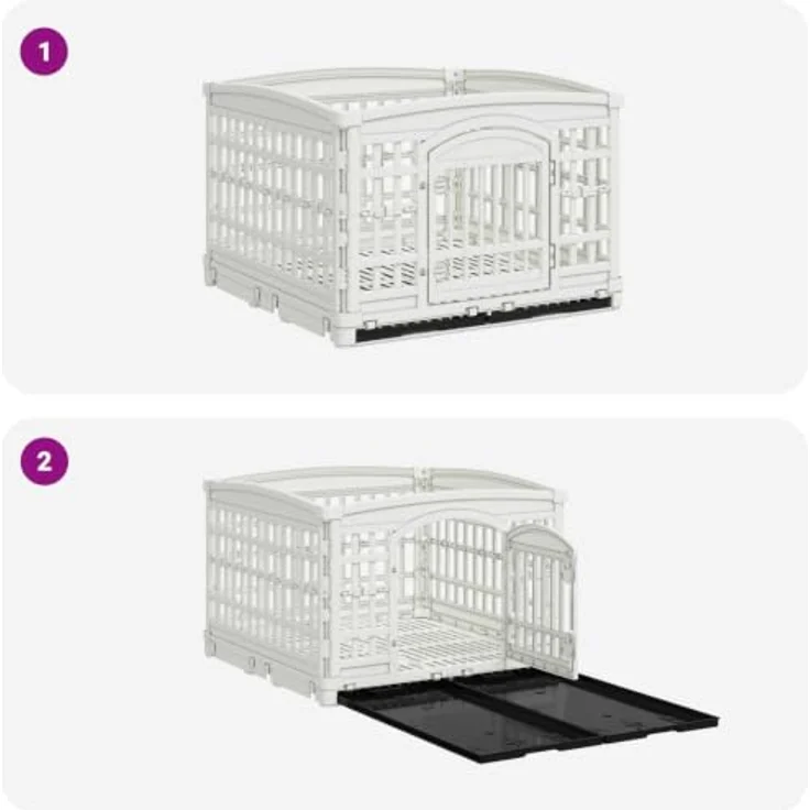 vidaXL 4-Panel Hundelaufstall, 177,5 x 154,5 x 112 cm, robuster Kunststoff, Weiß, UV- und wasserfest, flexibel anpassbar – Bild 5