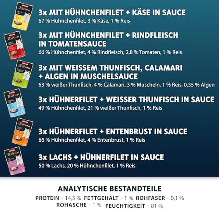 Animonda Vom Feinsten Mixpaket 50g, Katzenfutter mit feinen Filets und exquisiten Beilagen, 18x50g – Bild 3