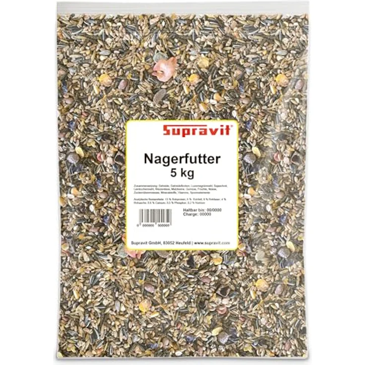 Supravit Nagerfutter, Premium Kleintierfutter 5kg für Hamster, Kaninchen, Meerschweinchen & Ratten, natürlicher Mix ohne Zucker, hohe Rohfaseranteil, reich an Vitaminen – Bild 1