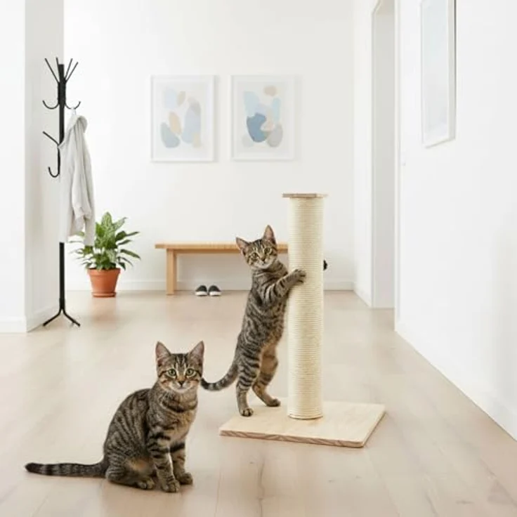 Eyepower 62cm Sisal Kratzsäule für Katzen mit stabiler Bambus Bodenplatte, kompakt und ideal für kleine Räume – Bild 5